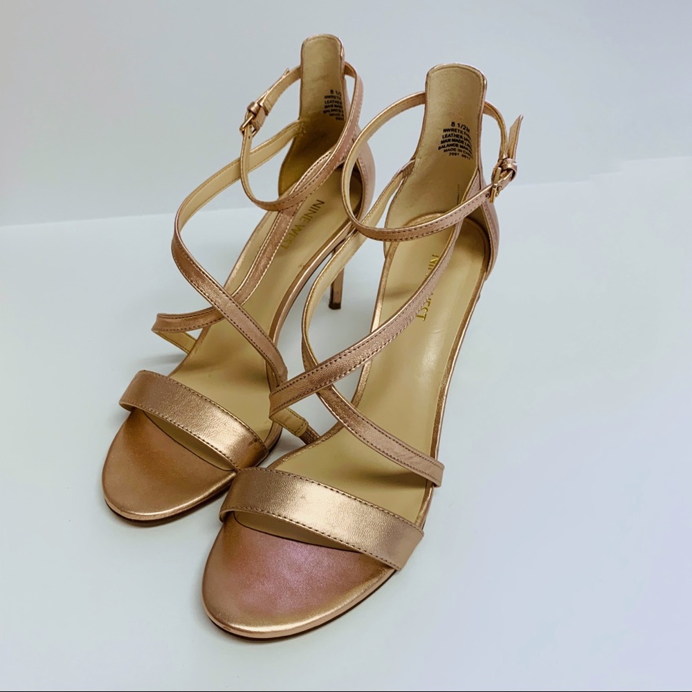 Nine West Rose gold Cross Strap Sandal 8.5 - Picture 2 of 7